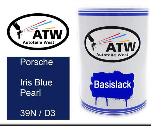 Porsche, Iris Blue Pearl, 39N / D3: 500ml Lackdose, von ATW Autoteile West.
